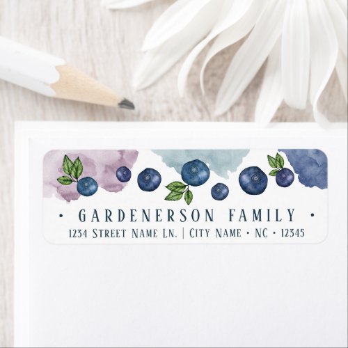 Watercolors and Blueberries Label