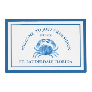 Watercolors Blue Crab Custom Typography Placemat