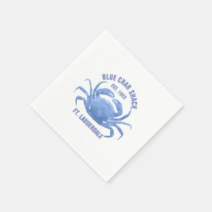 Watercolors Blue Crab Illustration Custom Text Napkins