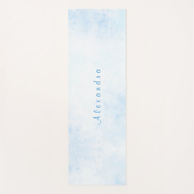 Watercolors Blue Sky Personalized  Yoga Mat (Front)