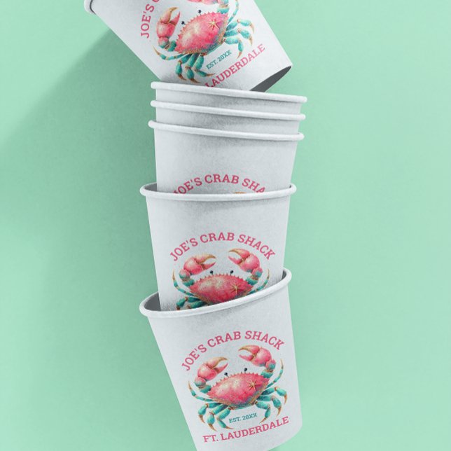 Watercolors Colorful Crab Illustration Custom Text Paper Cups (Creator Uploaded)
