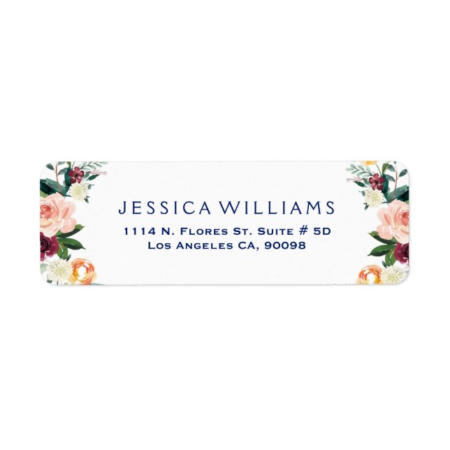 Watercolors Colorful Flowers Label (Front)