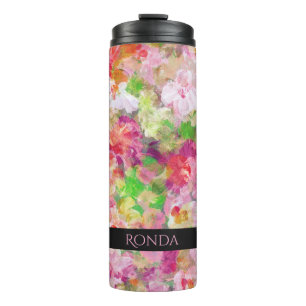Watercolors Colorful Flowers Pattern Thermal Tumbler