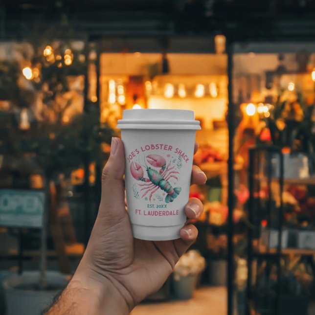 Watercolors Colorful Lobster Custom Text Paper Cups (Creator Uploaded)