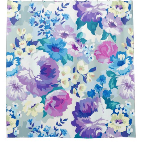 Watercolors Colorful Summer Floral Modern Pattern Shower Curtain