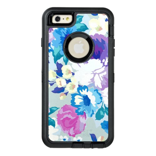 Watercolors Colorful Summer Flowers Pattern OtterBox Defender iPhone Case