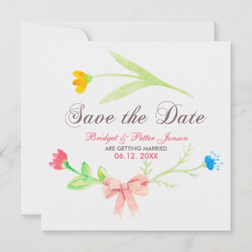 Watercolors Colorful Summer Flowers_Save The Date Invitation