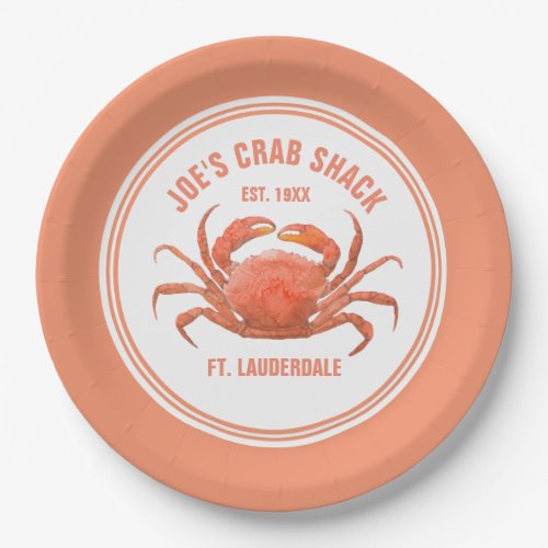 Watercolors Coral Red Crab Illustration Template Paper Plates