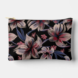 Watercolors Crimson Floral on Black Accessory Pouch