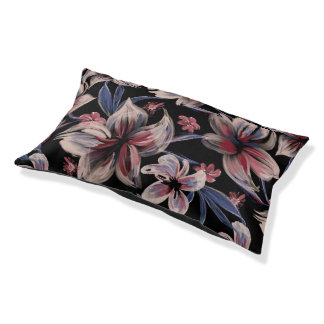 Watercolors Crimson Floral on Black  Pet Bed