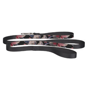 Watercolors Crimson Floral on Black  Pet Leash