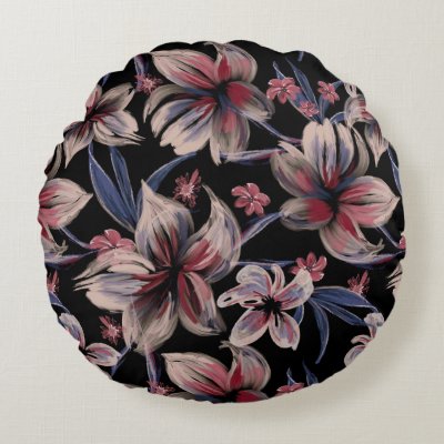 Watercolors Crimson Floral on Black 