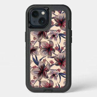 Watercolors Crimson Floral on Creamy Peach iPhone 13 Case