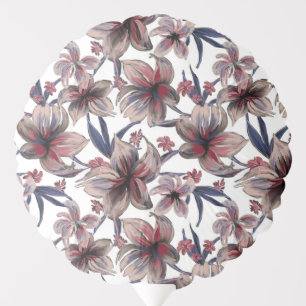 Watercolors Crimson Floral on White Balloon