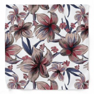 Watercolors Crimson Floral on White Bandana