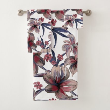 Watercolors Crimson Floral on White