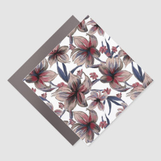 Watercolors Crimson Floral on White Car Magnet