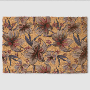 Watercolors Crimson Floral on White Fiber Doormat