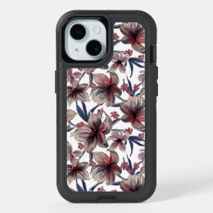 Watercolors Crimson Floral on White iPhone 15 Case