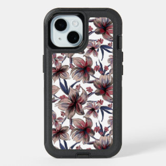 Watercolors Crimson Floral on White iPhone 15 Case