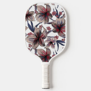 Watercolors Crimson Floral on White Pickleball Paddle