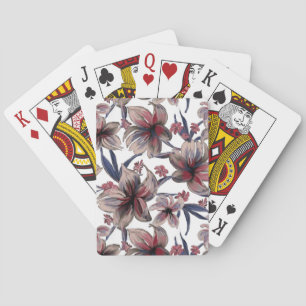 Watercolors Crimson Floral on White Poker Cards