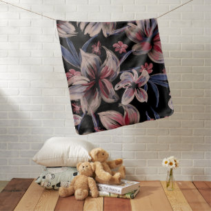 Watercolors Crimson on Black Baby Blanket