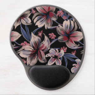 Watercolors Crimson on Black Gel Mouse Pad