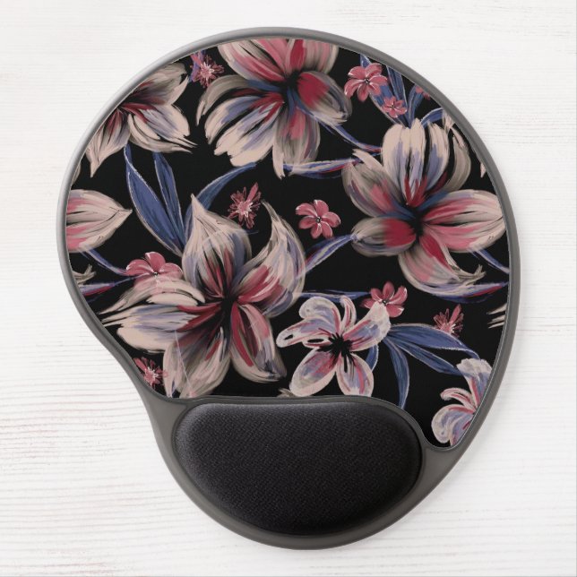 Watercolors Crimson on Black  Gel Mouse Pad (Front)