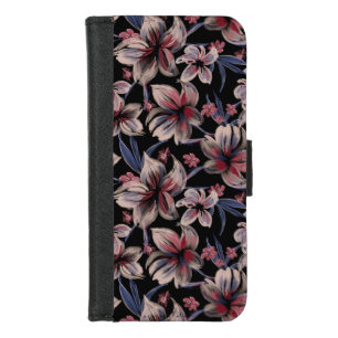 Watercolors Crimson on Black  iPhone 8/7 Wallet Case