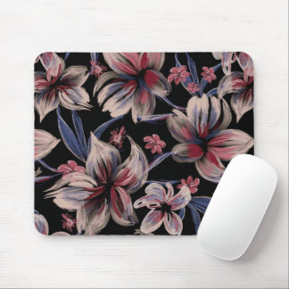 Watercolors Crimson on Black Mouse Pad