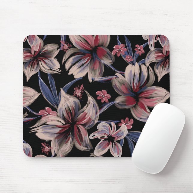 Watercolors Crimson on Black  Mouse Pad (With Mouse)