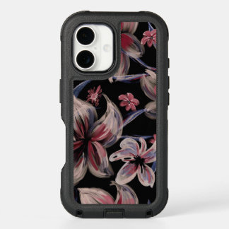 Watercolors Crimson on Black iPhone 16 Case