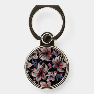 Watercolors Crimson on Black Phone Ring Stand