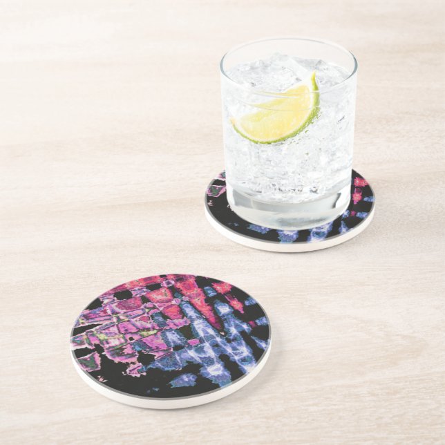 Watercolors design sandstone coaster (Side)