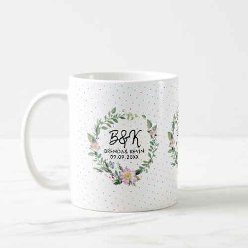 Watercolors Dog Rose Wedding Wreath Coffee Mug