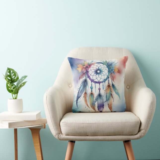 Watercolors dreamcatcher throw pillow (Chair)