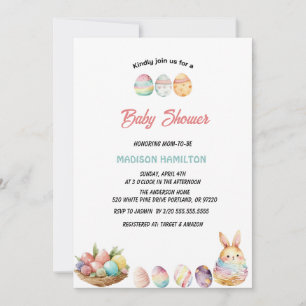  Watercolors easter eggs baby shower Invitation
