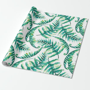 Watercolors ferns botanical pattern wrapping paper