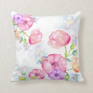 Watercolors Floral Design Throw Pillow