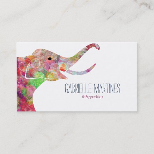 Watercolors Floral Elephant Business Card