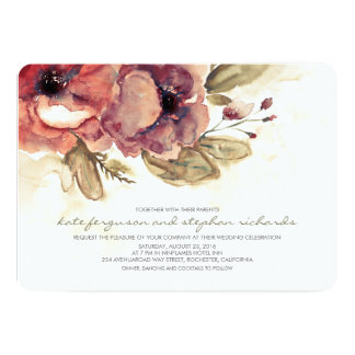 Watercolors - Floral Vintage Elegant Wedding Card