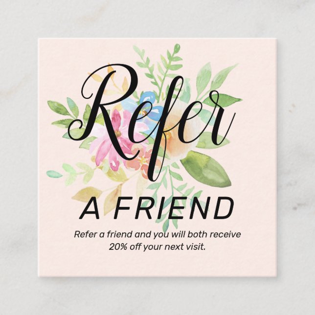 Watercolors flower bouquet referral card (Front)