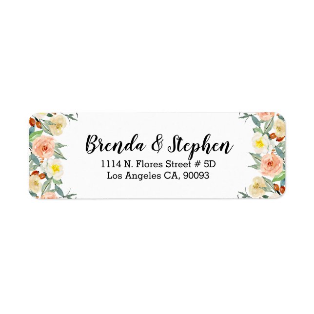 Watercolors flowers border frame label (Front)