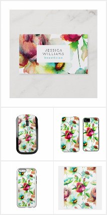 Watercolors Flowers Illustration Collage Pattern