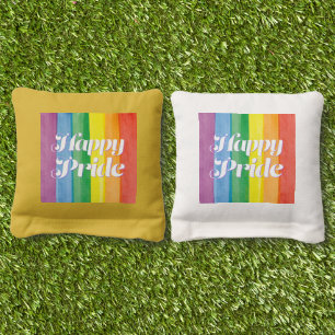 Watercolors Happy Pride Rainbow Cornhole Bags