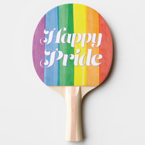 Watercolors Happy Pride Rainbow Ping Pong Paddle