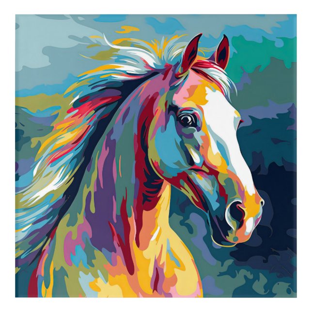 Watercolors Horse Head Illustration Acrylic Print (Front)
