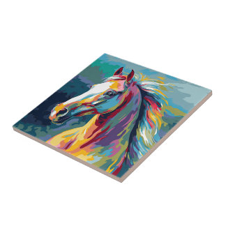 Watercolors Horse Head Illustration Ceramic Tile