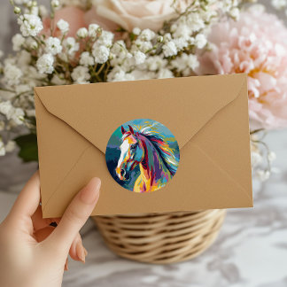 Watercolors Horse Head Illustration Classic Round Sticker